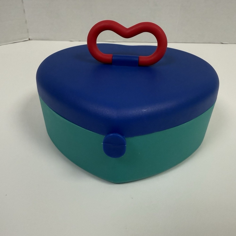 Heart Plastic‎ Makeup Jewelry Box Vintage 80s 90s No Mirror Removable Piece